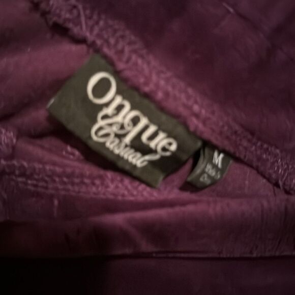 Onque Casuals Purple Velour Track Suit Size Medium 2 Pc Set Sequins on Jacket - Picture 5 of 8